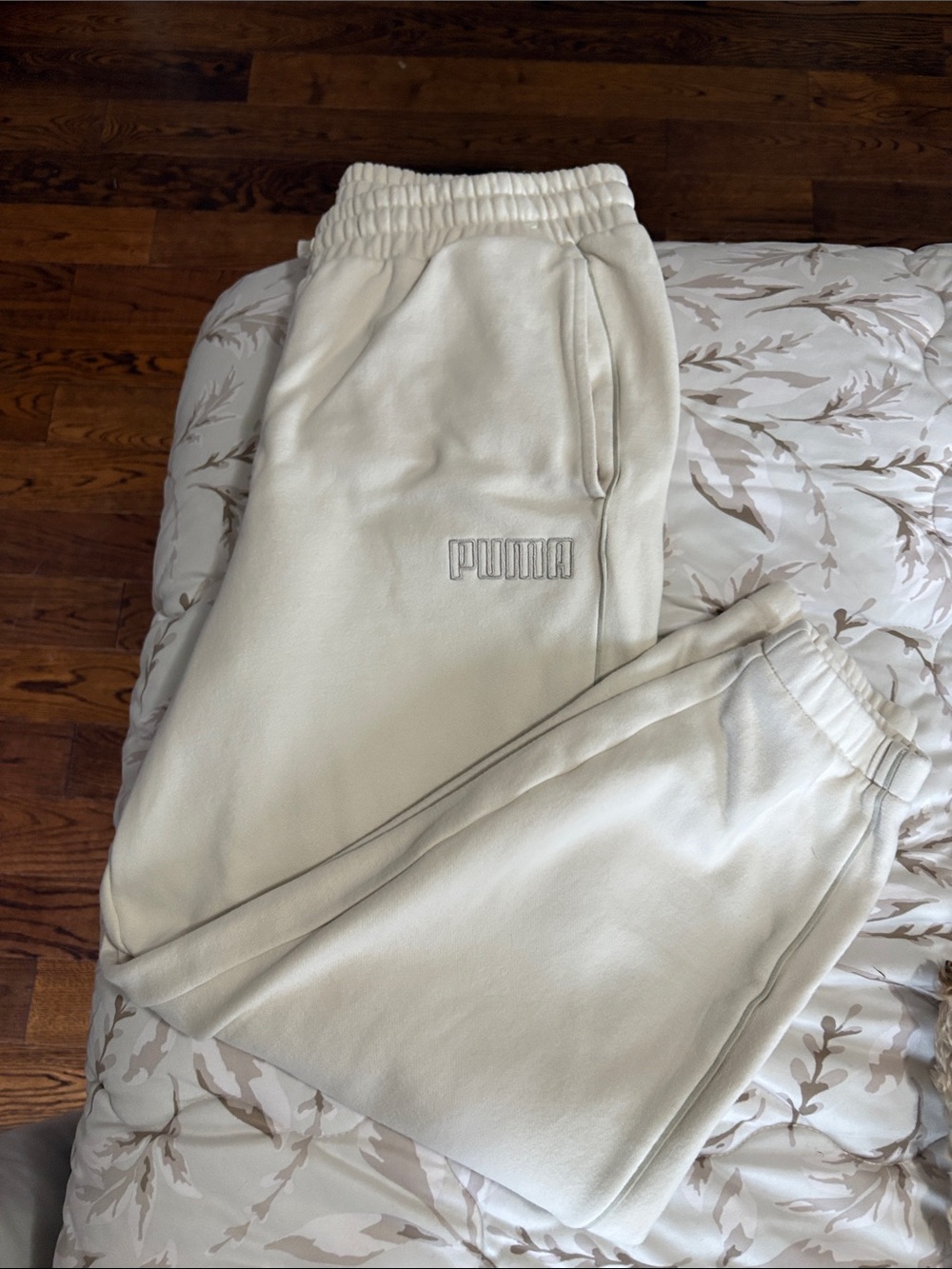 Puma Off-White Cream Logo Sweatpants